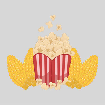 illustration of popcorn corn, salty taste of popcorn, cinema snacks, movie snacks

