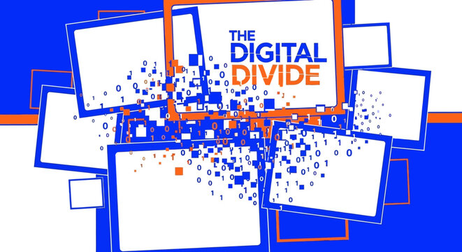 Digital Divide Concept with Scattered Numbers.