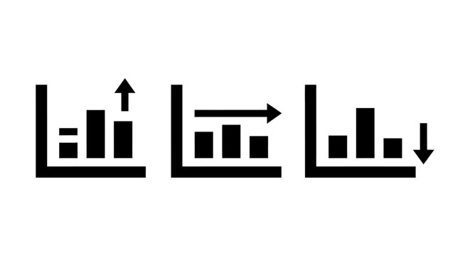 business growth chart icon showing upward trend data analysis and decline