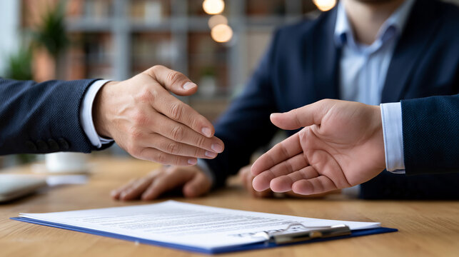 Close-up of a lease agreement being slid back unsigned across a table, one hand retreating, one hand frozen, sterile overhead light, sparse office detail, tension embedded in the gesture alone, idea
