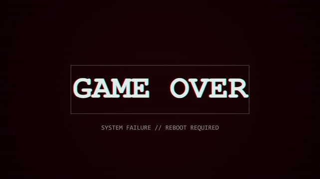 Glitch Effect Game Over Text Animation with System Failure Message