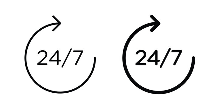 24 Hours a day service icon pack for web and apps design projects