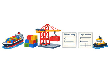 Naklejka premium Container Shipping Logistics
