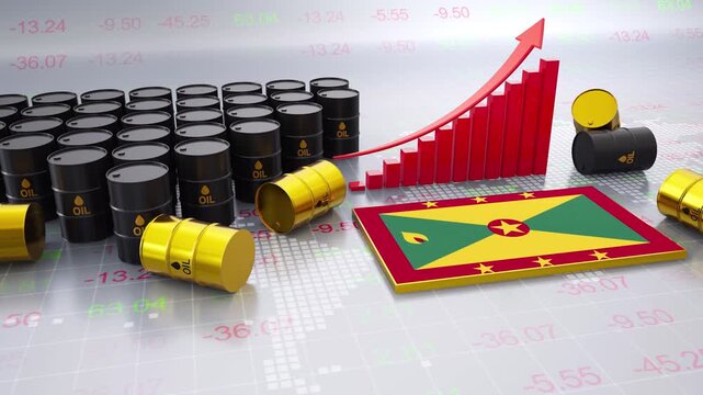 Grenada Oil Price Increase Concept With Bar Chart and Oil Barrels