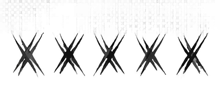 black x marks silhouette with distressed background texture