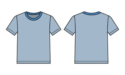 Naklejka premium Front and back view of a minimalist crew neck t-shirt with clean outlines isolated on a white background apparel design concept