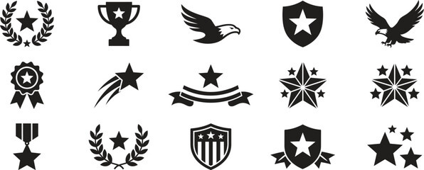 Fototapeta premium Stars and Eagles Icon Set