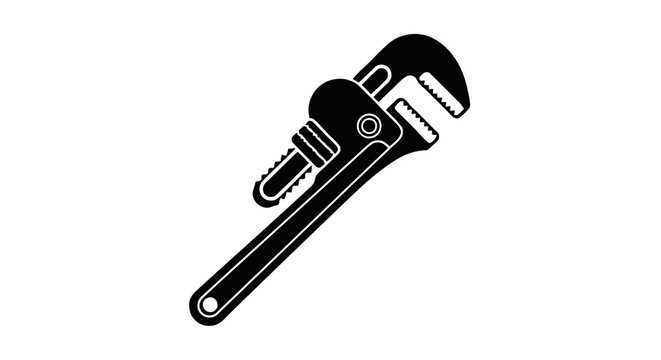 Vector illustration of pipe wrench icon plumbing tool adjustable spanner on a transparent background