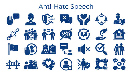 Fototapeta premium Anti Hate Speech Concept Icons Representing Free Speech Protection Social Justice and Community Solidarity Against Discrimination