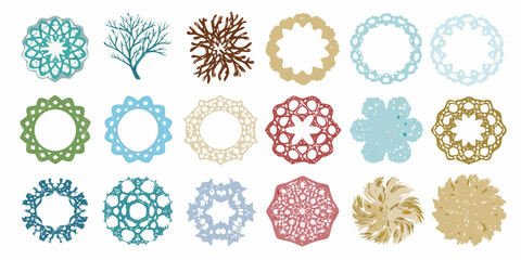 Collection of coral reef illustrations in various colors and styles © Polash