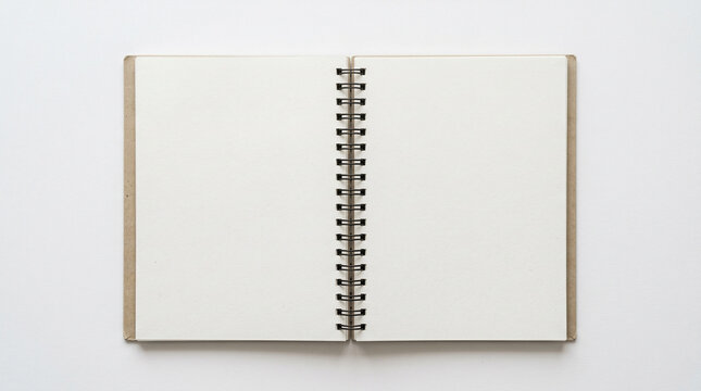 Blank page notebook mockup with spiral binding for creative design projects
