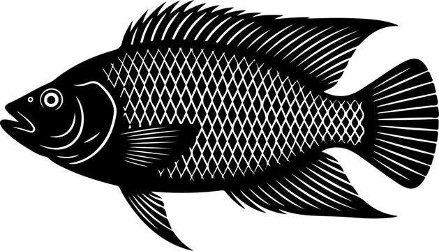 Tilapia fish silhouette vector illustration