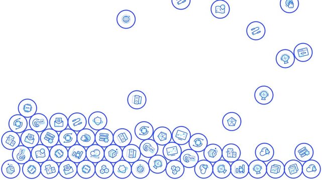 Falling Internet Icons Background 4K, Clean Light Digital Animation