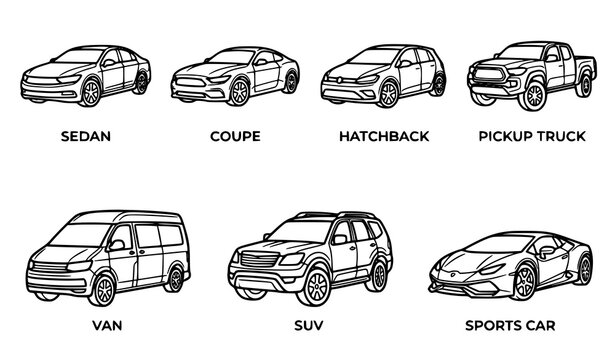 Illustrated car body styles comparison infographic