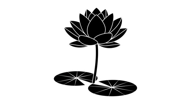Black lotus flower, vector illustration, water lily, floral design element