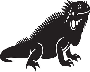 Fototapeta premium Cute cartoon green iguana reptile character designed as a funny vector illustration of a friendly dinosaur dragon on a white background