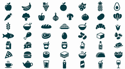 Collection of Food and Drink Icons for Healthy Eating and Diet © Zigmate