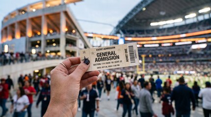Obraz premium hand holding 2026 world championship admission ticket in crowded stadium