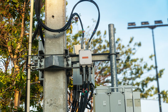Urban Utility Pole with Electrical Equipment