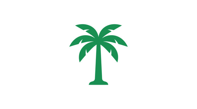 Green palm tree illustration on white background for design