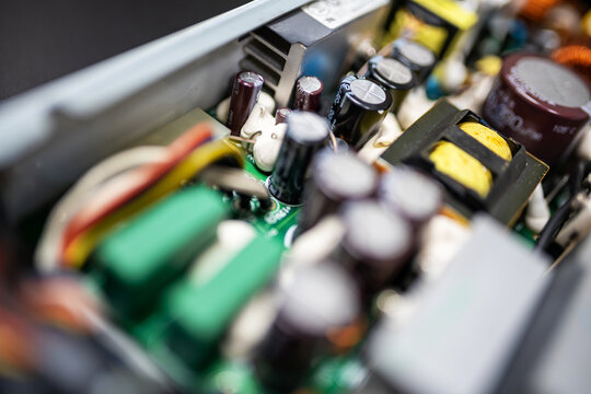 Close-Up of Electronic Circuit Board Components