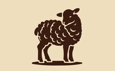 sheep wool farm animal illustration brown silhouette flat vector logo rustic artisan textile brand nature design © Sumaia