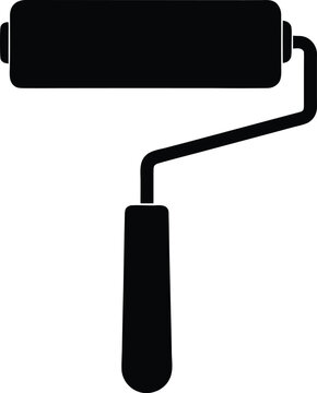Paint Roller Flat Icon Style Silhouette Vector Art Illustration