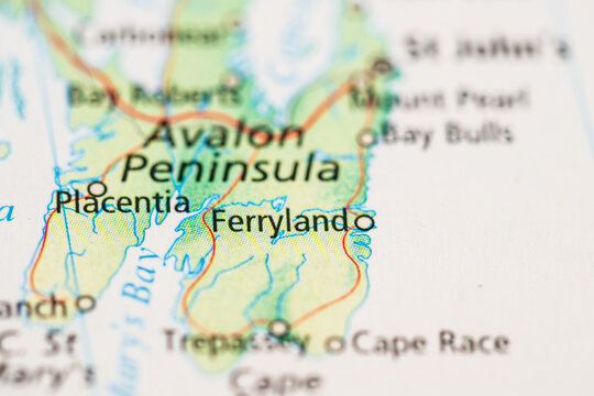 Printed map detail of Avalon Peninsula with Placentia and Ferryland.