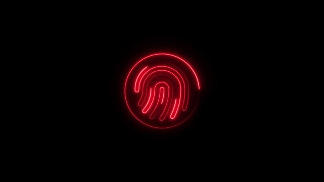 Glowing neon fingerprint icon design