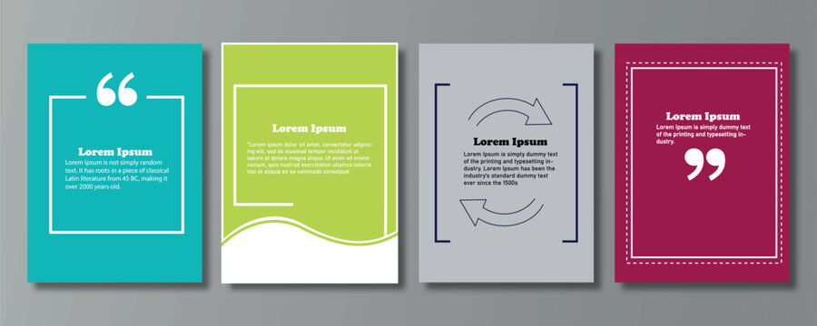 set of four minimalist quote poster templates with colorful backgrounds