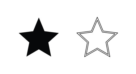 Fototapeta premium Two stars a solid black star and a sketchy outline star illustration