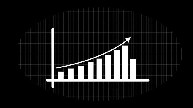A Modern wonderful business graph chart icon animation on black background.Abstract business arrow, financial business growing, business Income and earnings.