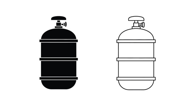 Gas cylinder illustration black and white line art depicting industrial pressure vessels
