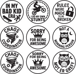 Obraz premium Creative funny bad kid era badges typography quote text vector graphic design perfect for print and digital projects