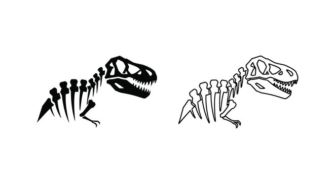 Two tyrannosaurus rex skeletons a black and white illustration of prehistoric giants