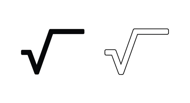 Square root symbol variations black and white line art representation