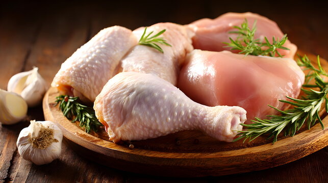 raw chicken legs with herbs