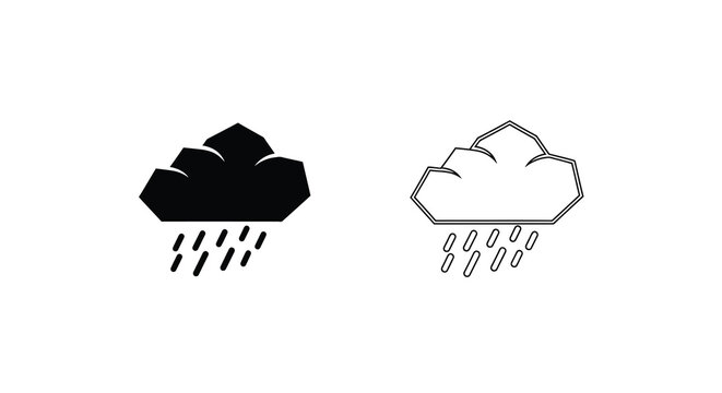 Two cloud icons representing rain or precipitation black and white design