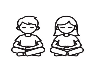 Fototapeta premium two girls meditating in lotus pose flat design vector illustration