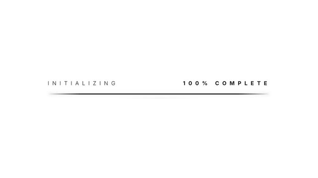 Progress Bar Animation: Initializing and Completing Process on White Background.
