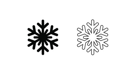 Two snowflake illustrations a black sketch and a white line drawing © Pvect02