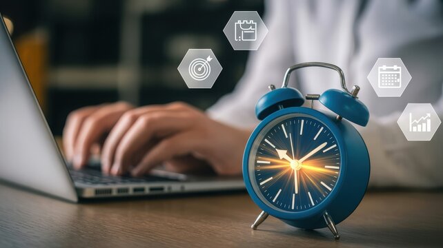 Hand hitting a glowing alarm clock
