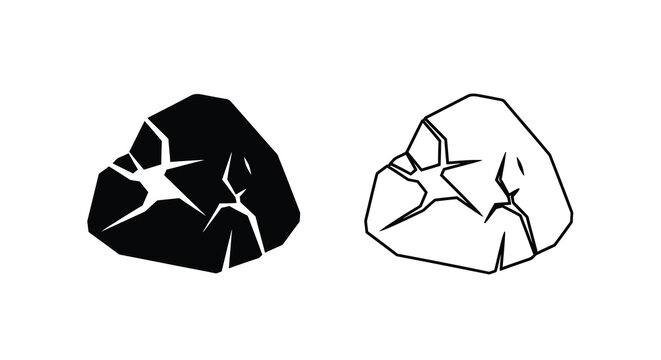 Two hand axe paleolithic stone tools black and white sketch illustration