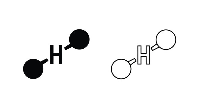 Water molecule representation black and white structural diagrams of h2o