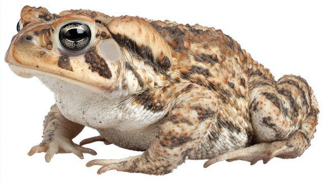 Close up of a textured toad against white background perfect for design use