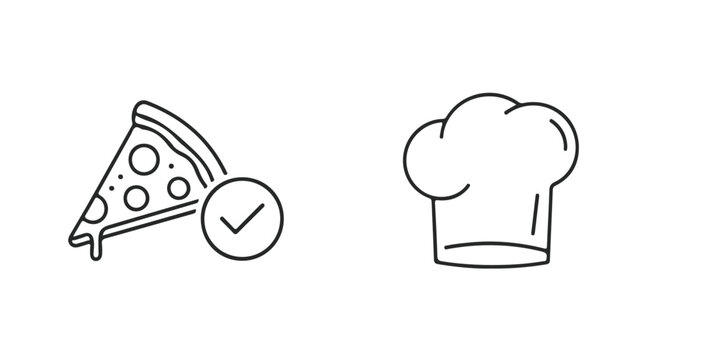 Pizza slice icon and chef hat