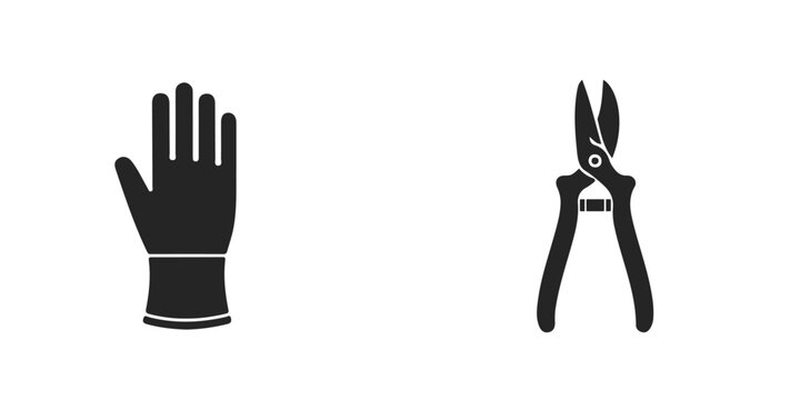 Black gardening glove and pruning shears
