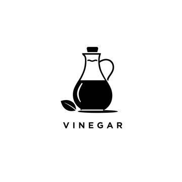 Premium Vinegar Bottle Icon with Fresh Leaf Design, Perfect for Culinary, Health, and Home Cleaning Applications. High-Quality Vector Graphic for Organic, Natural Product Branding & Digital Marketing.