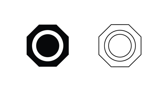 Two hexagonal nuts a black and white illustration of fasteners