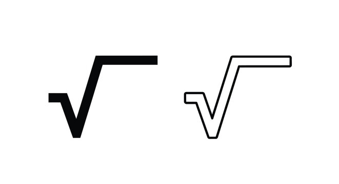 Square root symbol variations black and white line art depiction